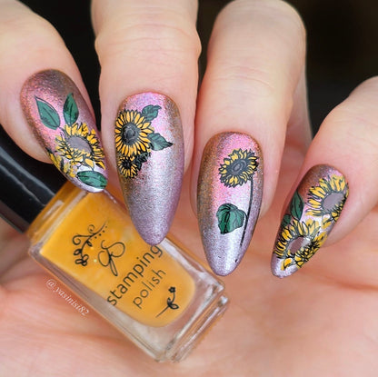 Glow like a Sunflower (CjS-370) Etched Nail Art Stamping Plate