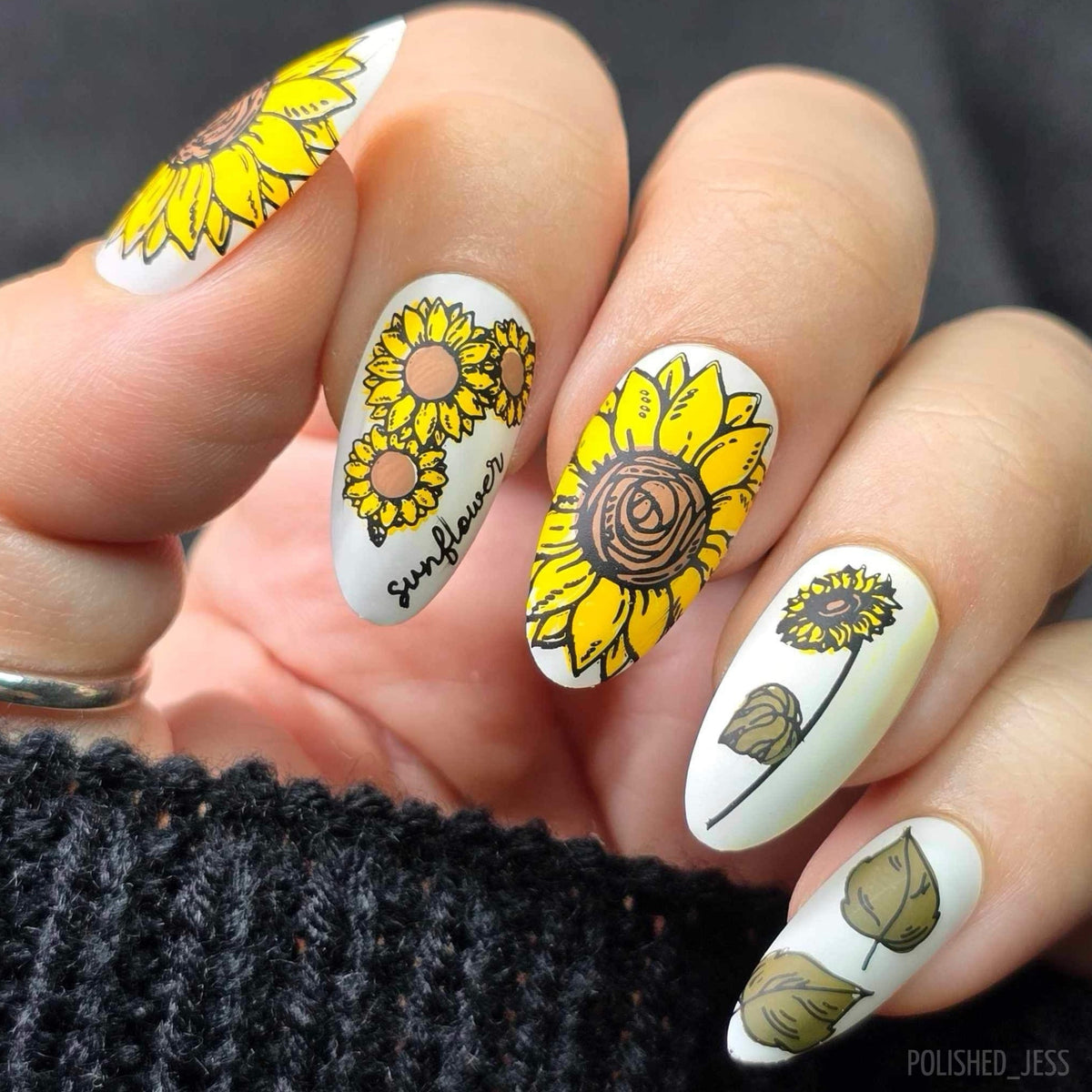Glow like a Sunflower (CjS-370) Etched Nail Art Stamping Plate