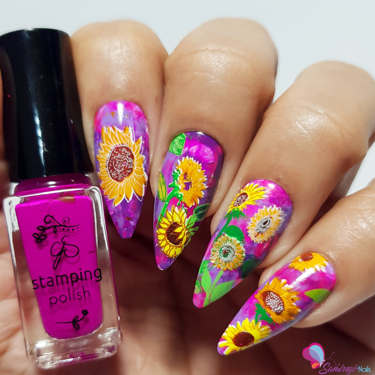 Glow like a Sunflower (CjS-370) Etched Nail Art Stamping Plate