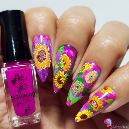Glow like a Sunflower (CjS-370) Etched Nail Art Stamping Plate