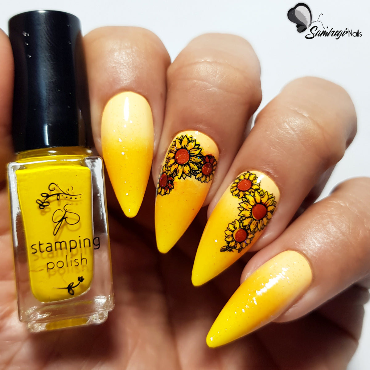 Glow like a Sunflower (CjS-370) Etched Nail Art Stamping Plate