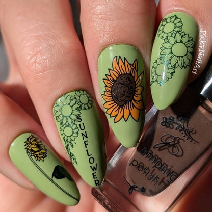 Glow like a Sunflower (CjS-370) Etched Nail Art Stamping Plate