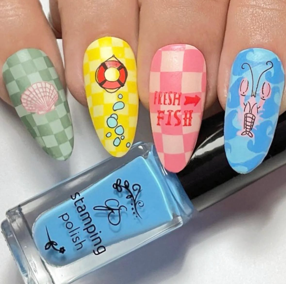 Catch Me by the Sea (CjS-380) Etched Nail Art Stamping Plate