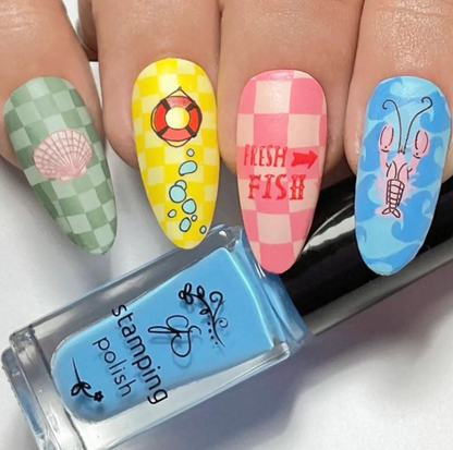 Catch Me by the Sea (CjS-380) Etched Nail Art Stamping Plate
