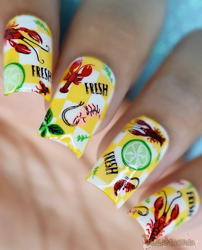 Catch Me by the Sea (CjS-380) Etched Nail Art Stamping Plate