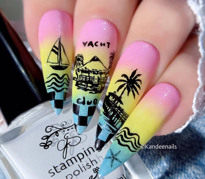 Catch Me by the Sea (CjS-380) Etched Nail Art Stamping Plate