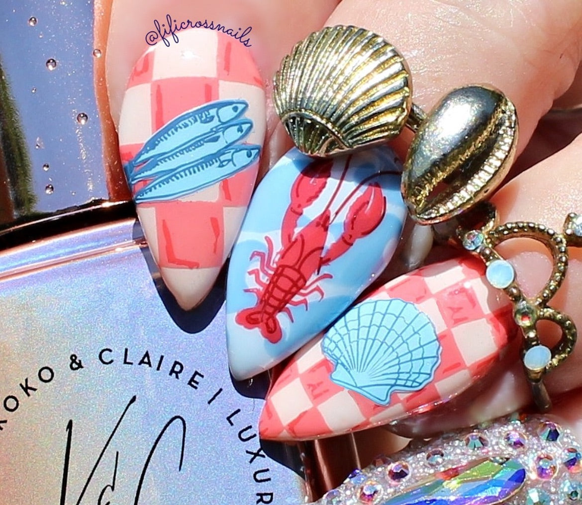 Catch Me by the Sea (CjS-380) Etched Nail Art Stamping Plate