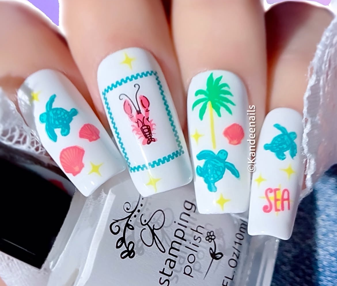 Catch Me by the Sea (CjS-380) Etched Nail Art Stamping Plate