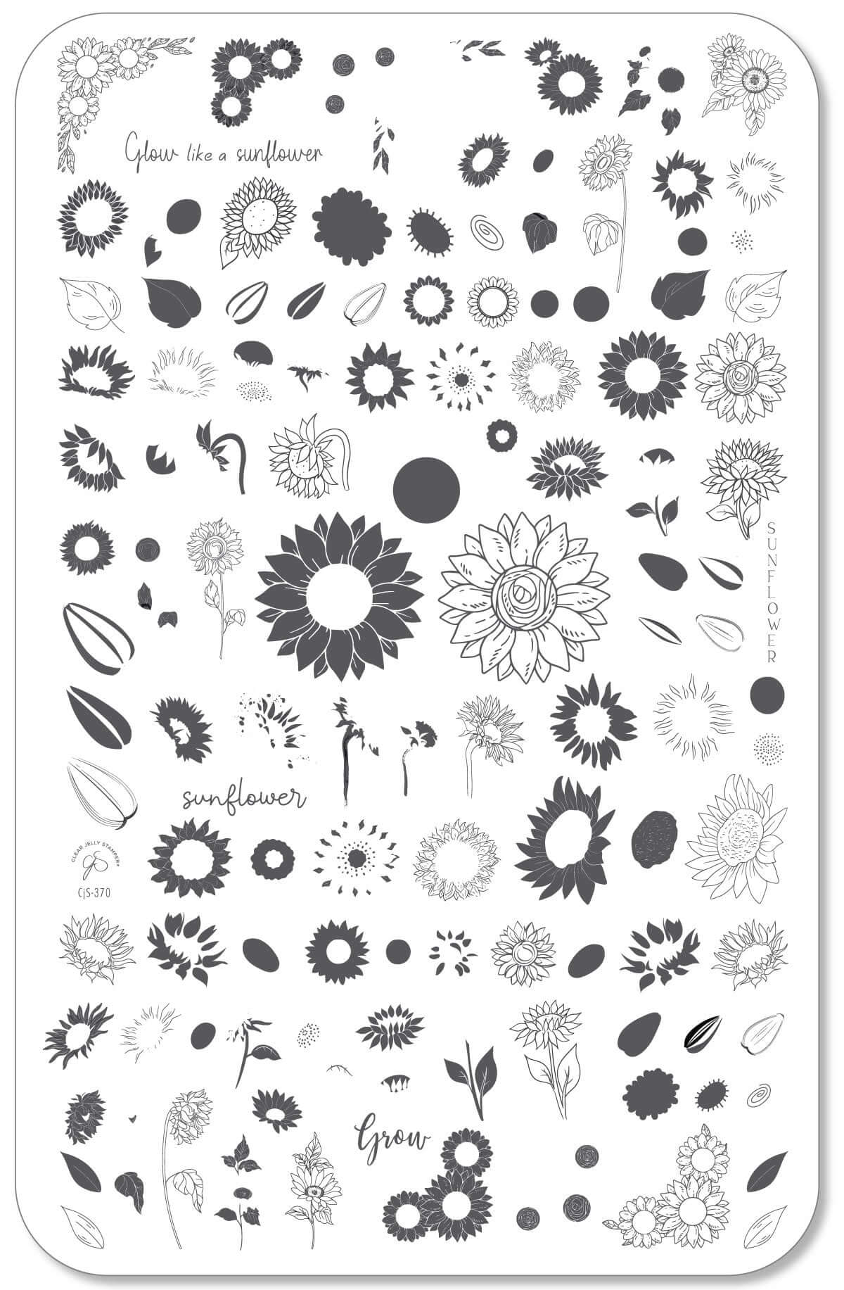 Glow like a Sunflower (CjS-370) Etched Nail Art Stamping Plate