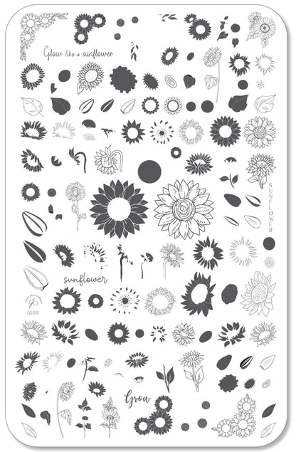Glow like a Sunflower (CjS-370) Etched Nail Art Stamping Plate