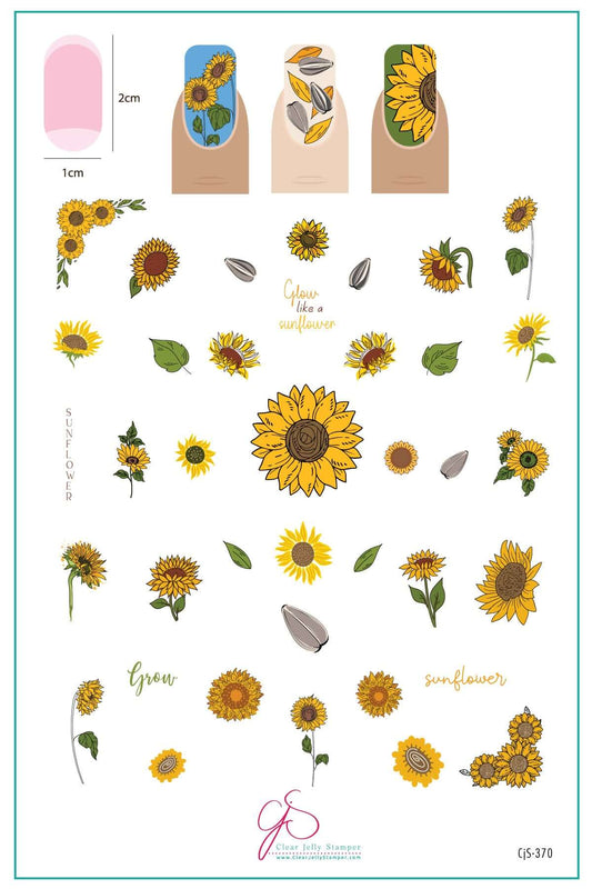 Glow like a Sunflower (CjS-370) Etched Nail Art Stamping Plate