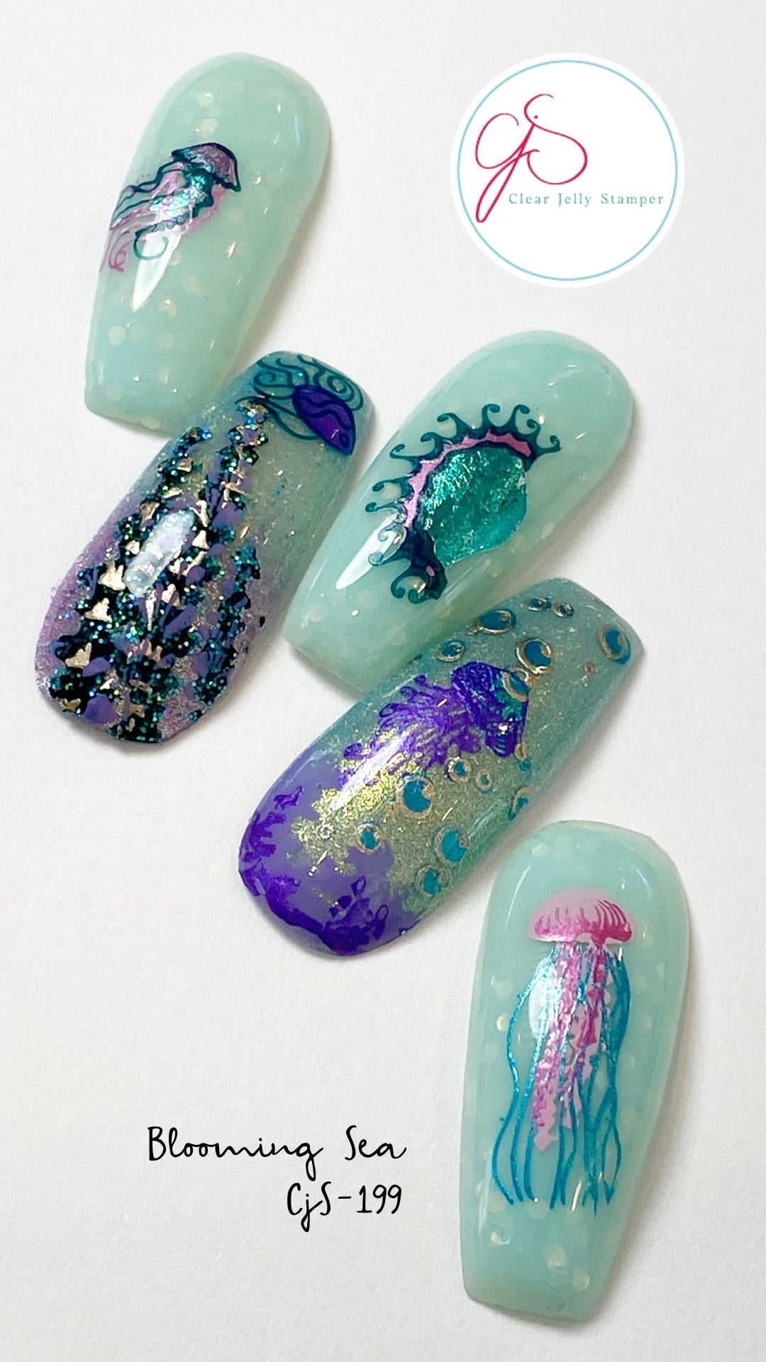 Blooming Sea (CjS-199) Etched Nail Art Stamping Plate
